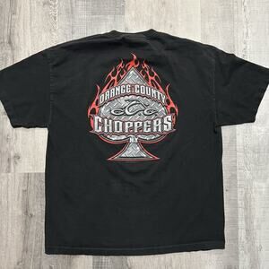 Vintage Orange County Choppers T Shirt Mens XL Biker OCC Black Double Sided Y2K